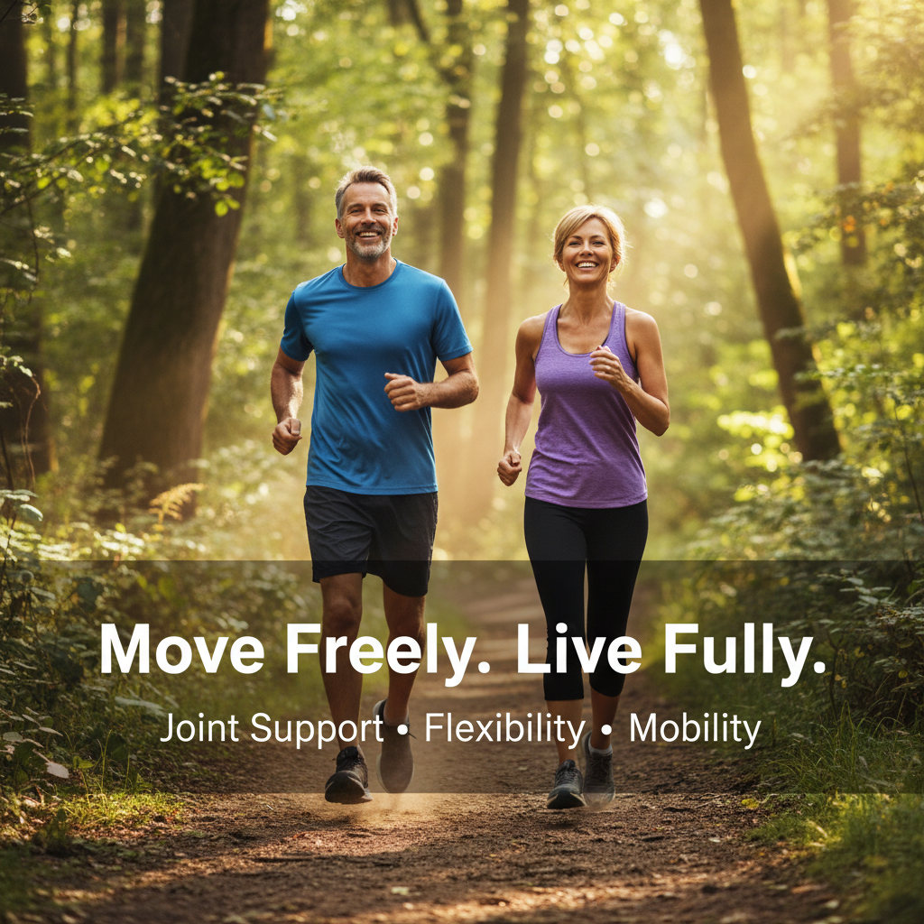 Man and woman running together outdoors - Joint Support Flexibility Mobility